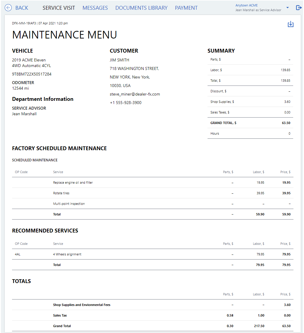 Managing the service visit