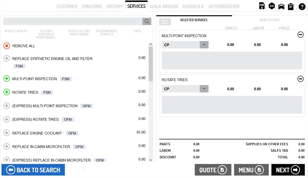 Services pages